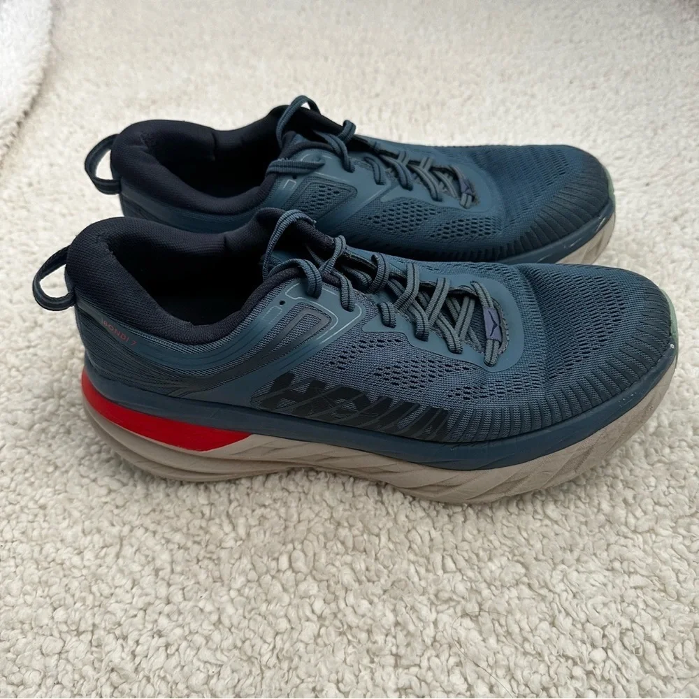 Hoka One One Bondi 7 Blue Gray Running Shoes Men’s Size 10.5 - Picture 4 of 10